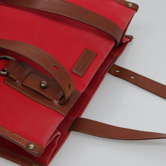 BURBERRY Tote Bag Canvas Red Auth ti2657 - Picture 8 of 13